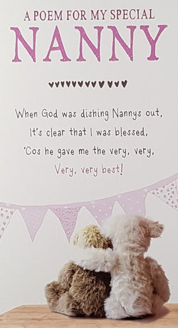 Nanny Mothers Day Card - Two Teddies & a Poem