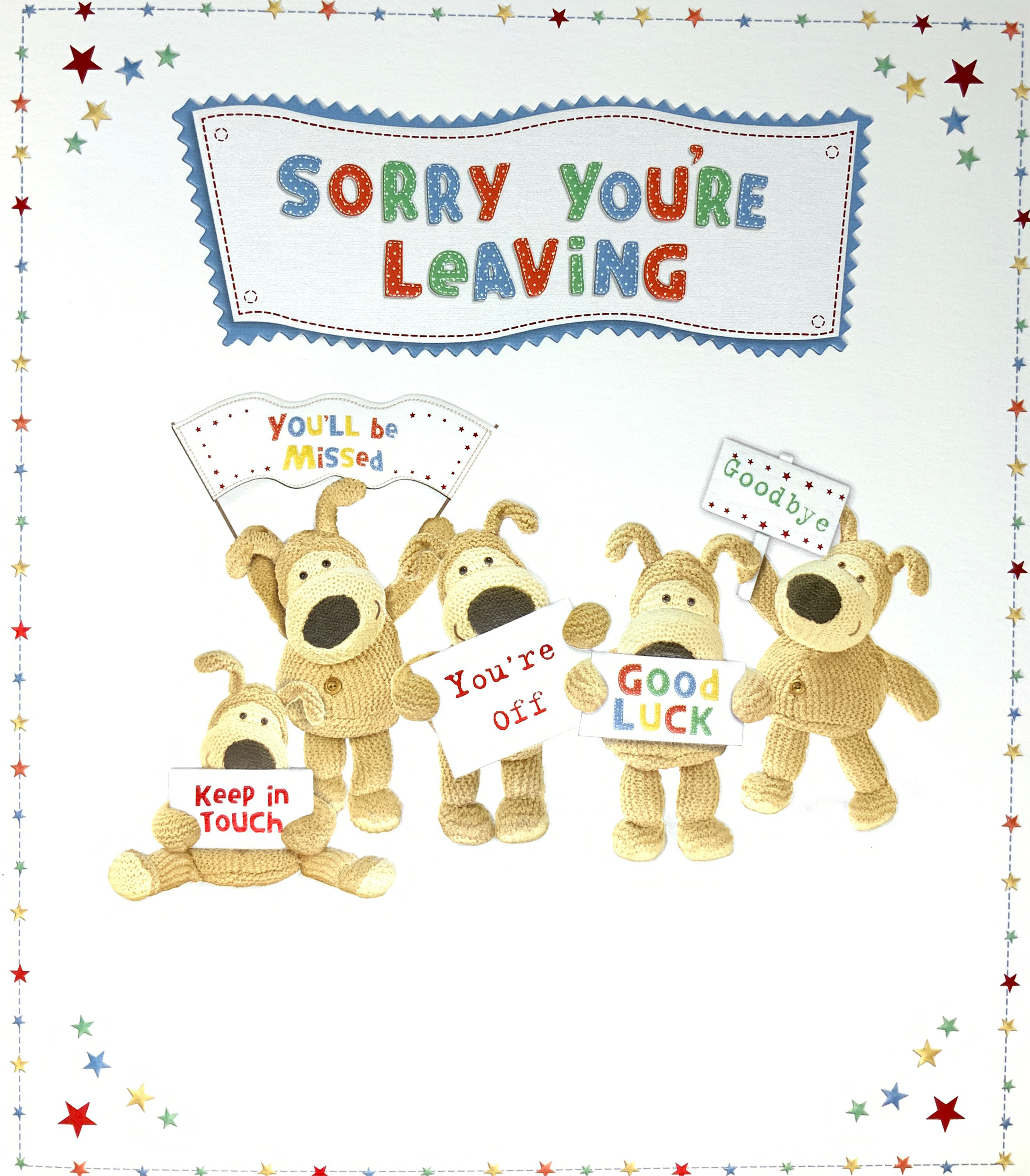 Sorry You’re Leaving Card - Cute Doggies With Banners ( Large - A4 Size )