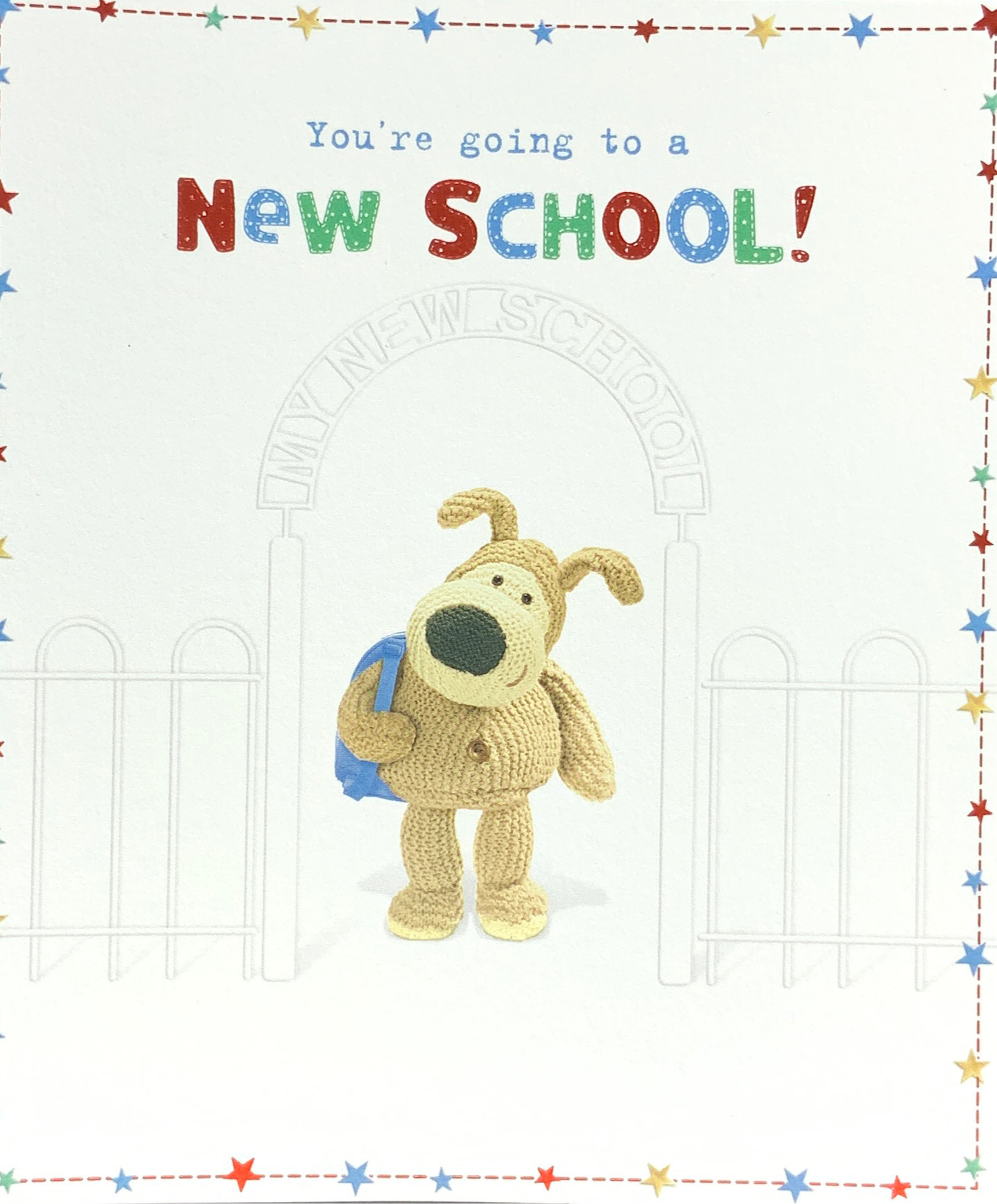First Day Of School Card - A School's Gate & A Cute Dog (Boy)