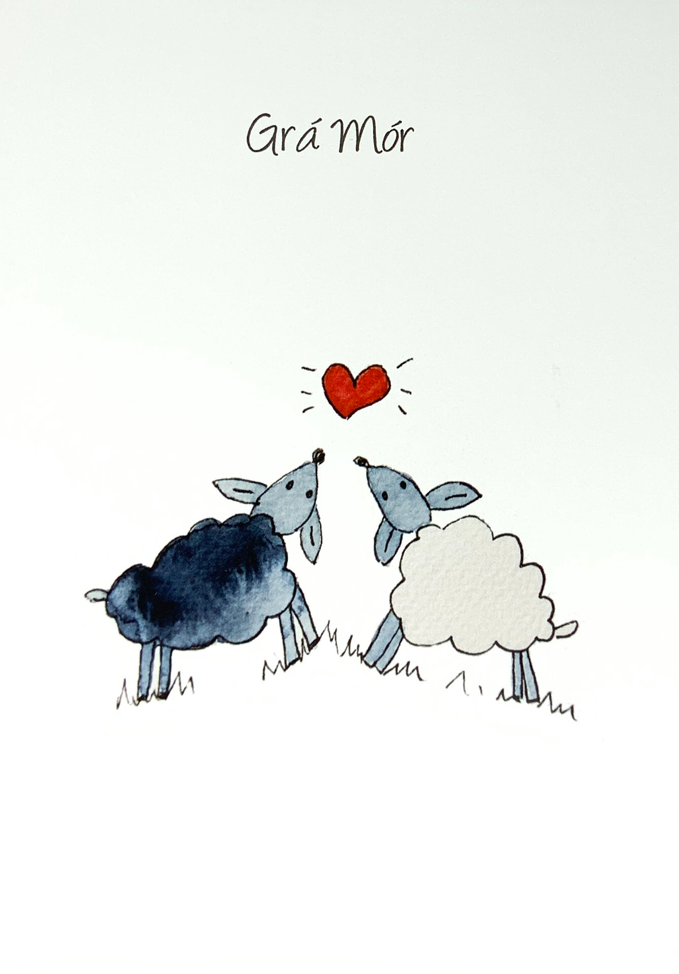 Catherine Dunne Card - Two Sheeps & A Red Heart