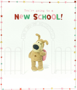 First Day Of School Card - A School's Gate & A Cute Dog (Girl)