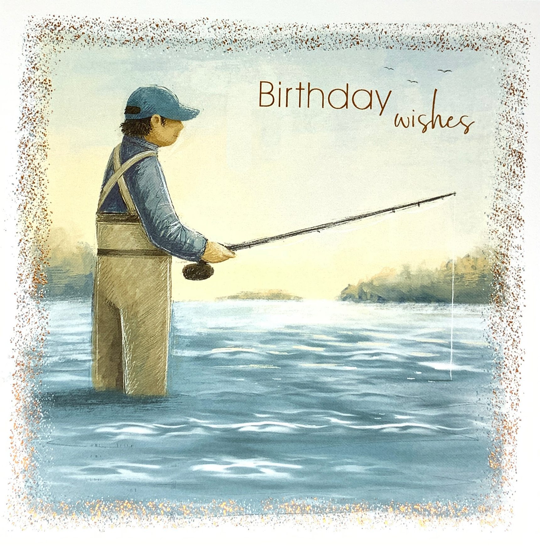 Birthday Card - A Man In A Blue Hat Fishing