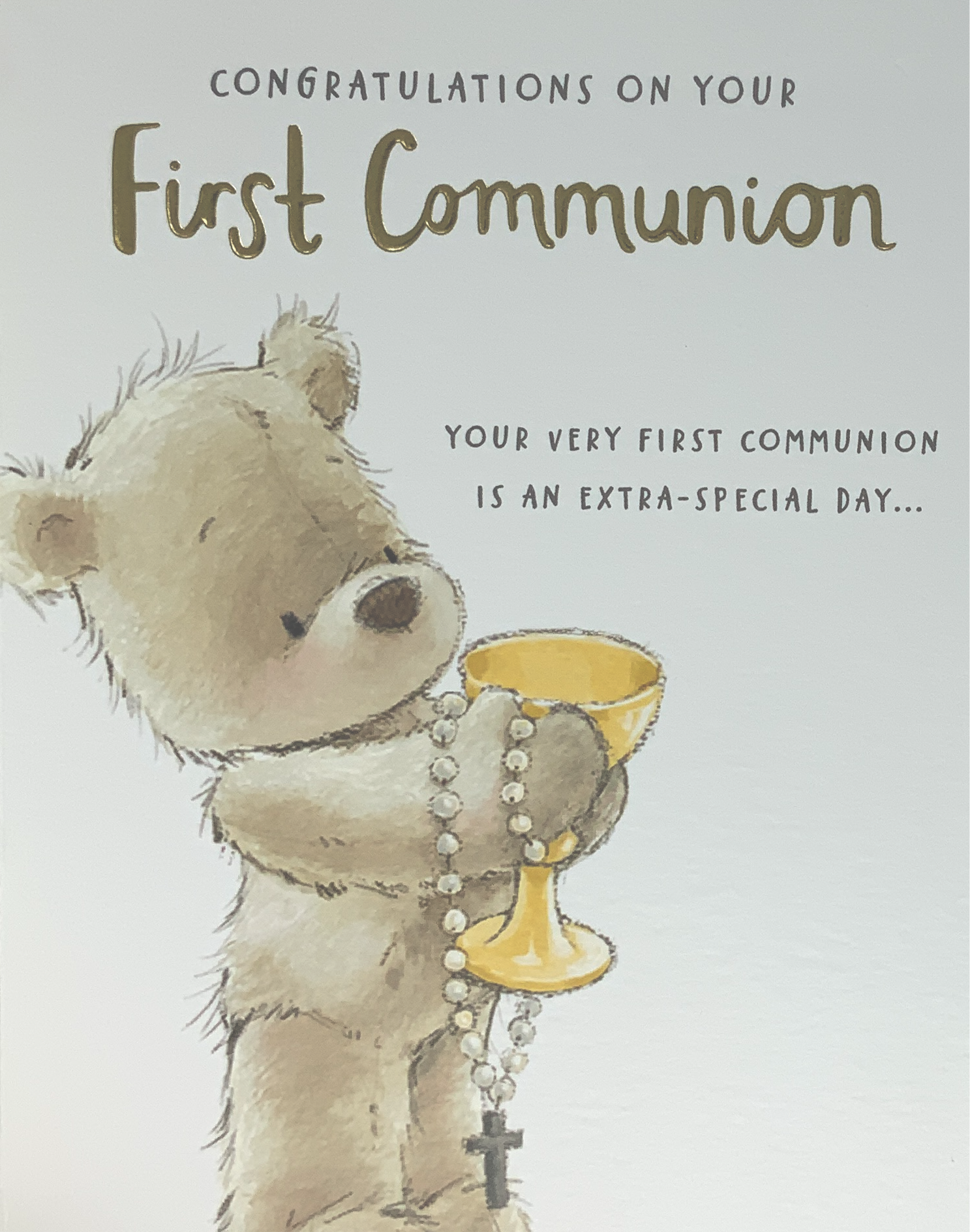 Communion Card - Cute Teddy