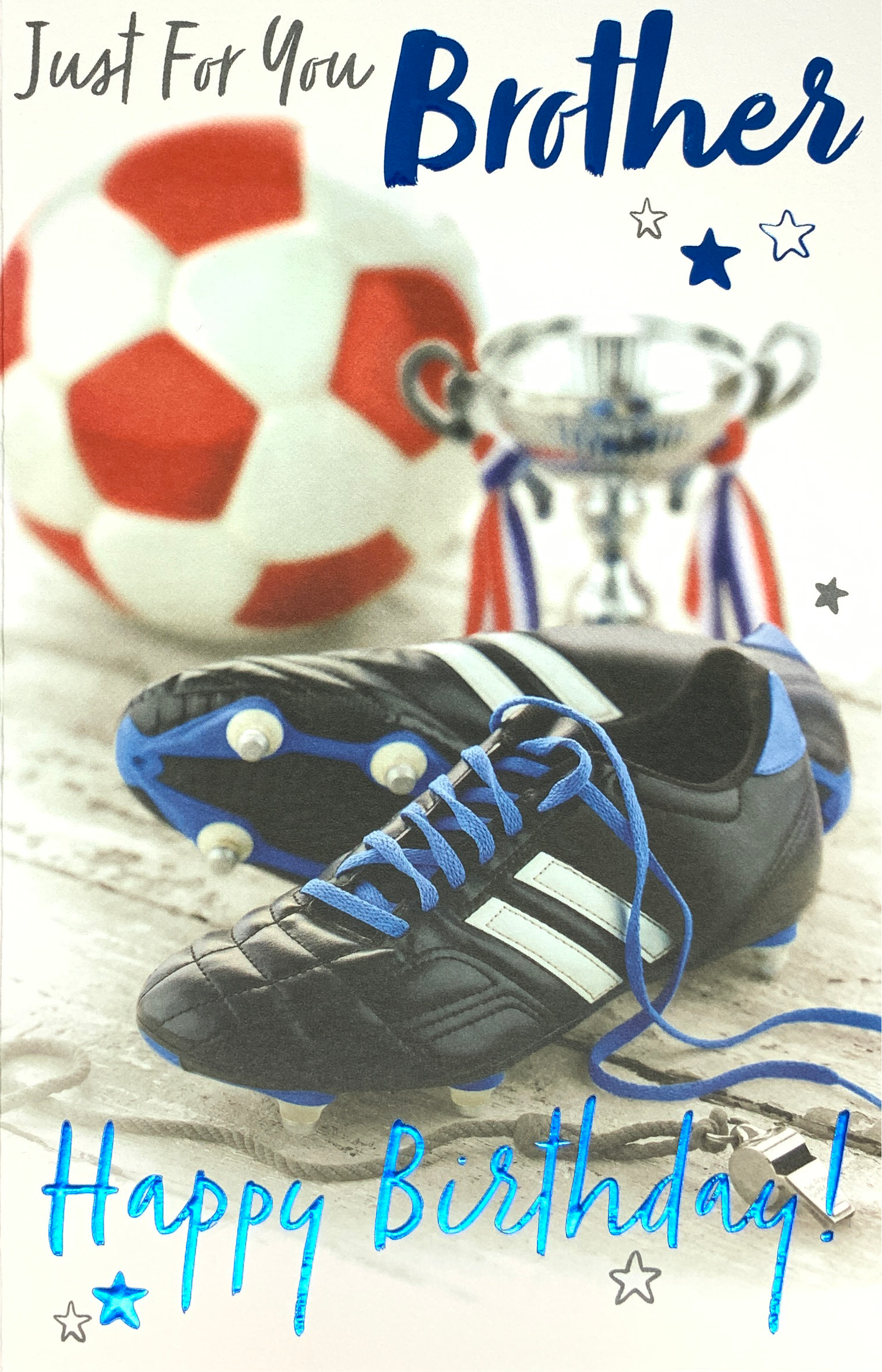 Birthday Card - Brother / Football Boots & A Ball & A Trophie