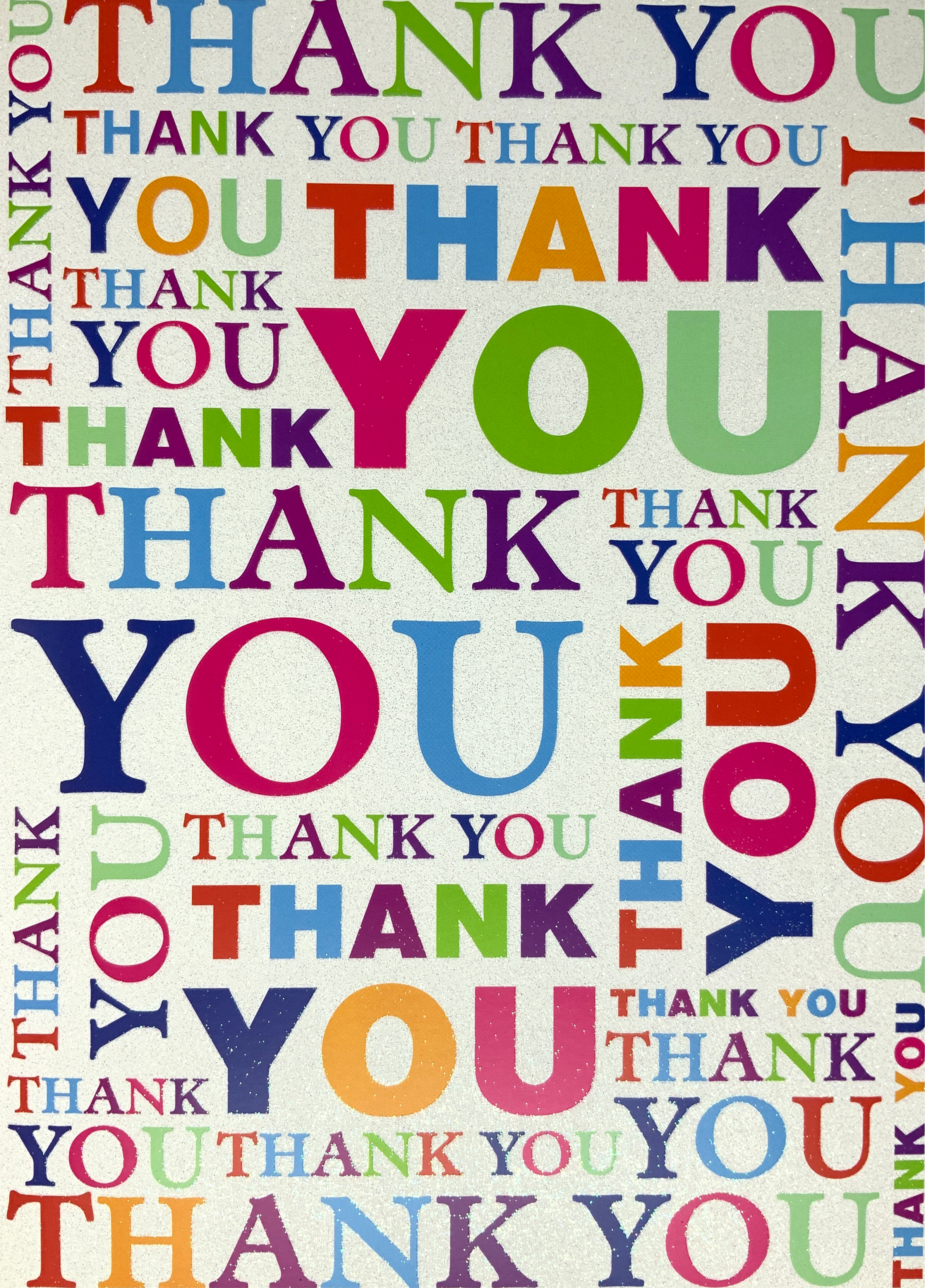 Thank You Card - Colourful Font & Glitter ( Large )