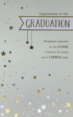 Graduation Card - Gold & Silver Stars
